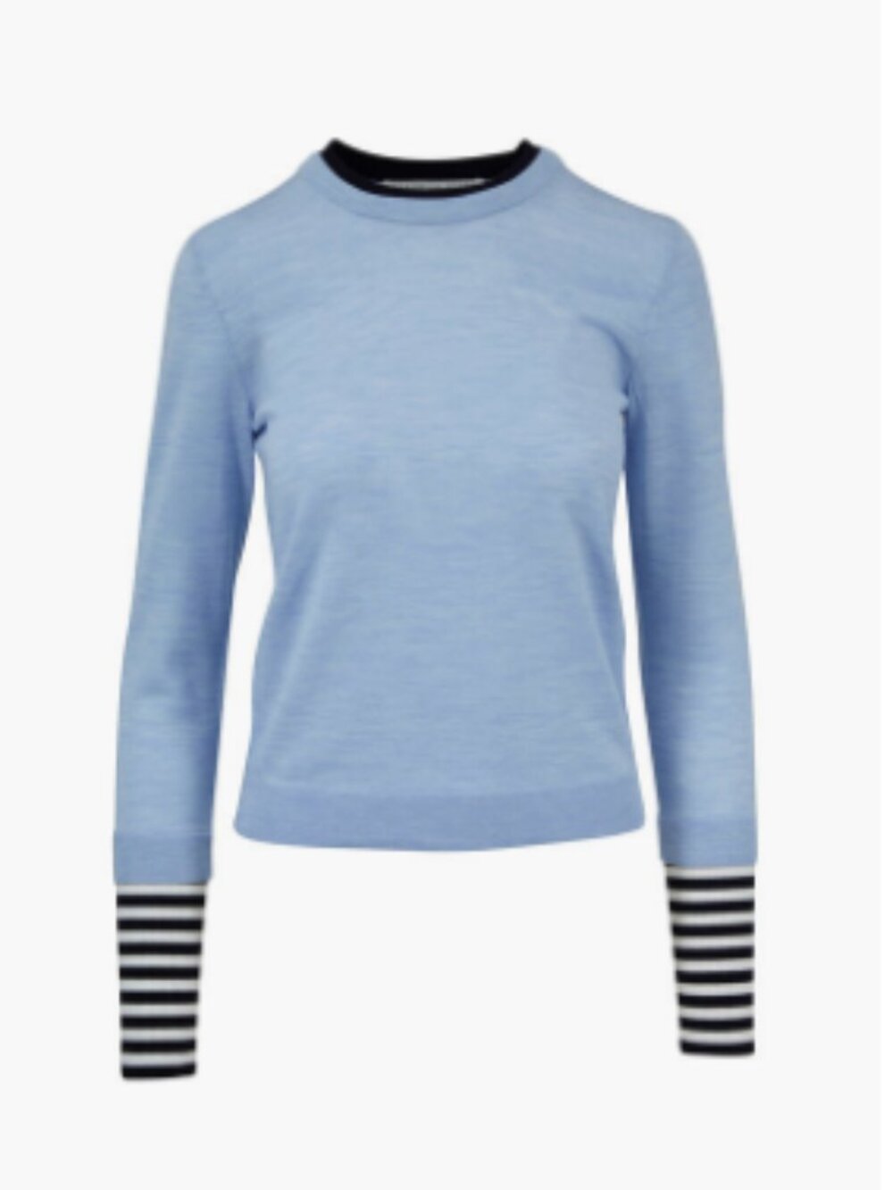 Veronica Beard Sky Blue Sweater with Striped Sleeves